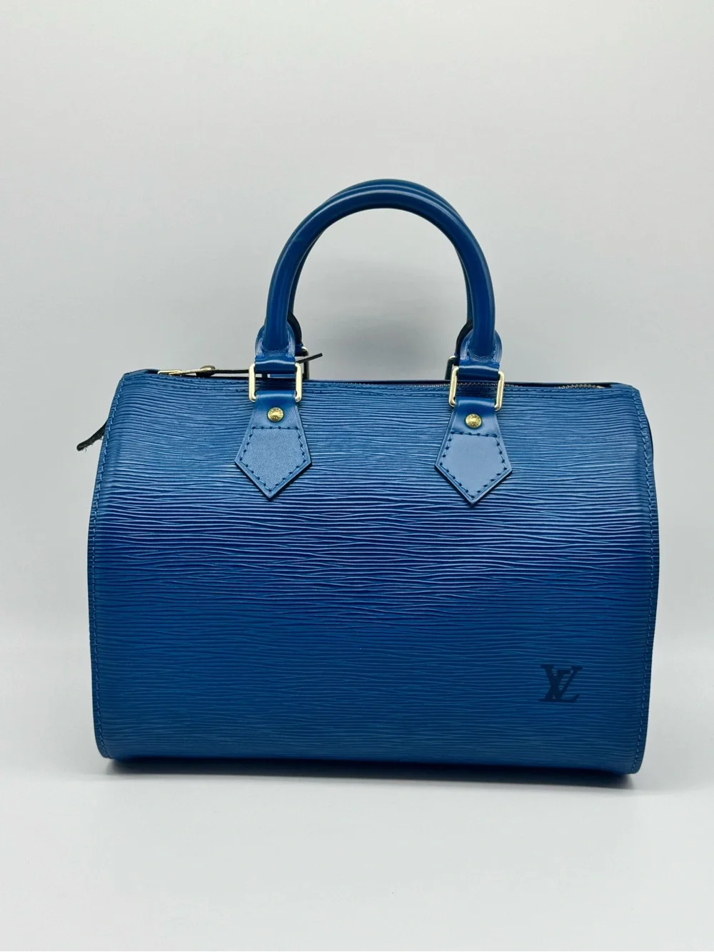Louis Vuitton Speedy 25 Blue Epi Leather Top Handle Bag
